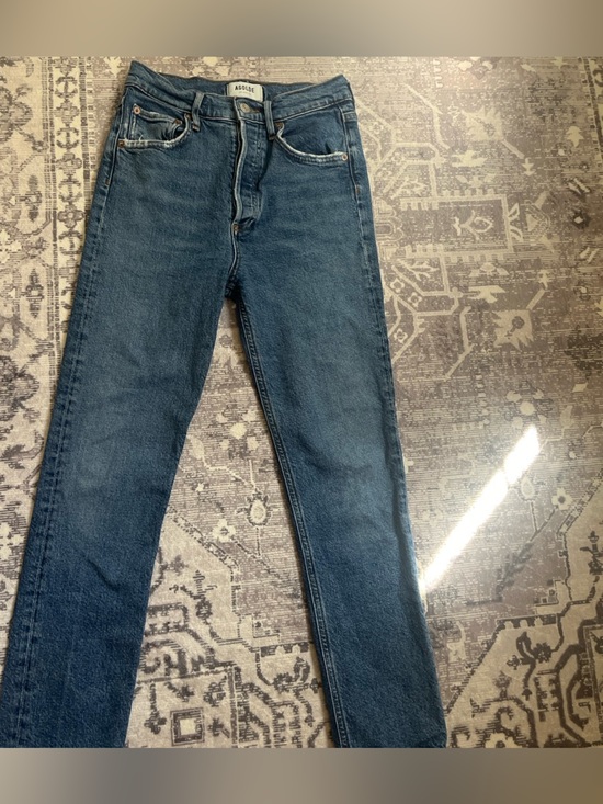 Agolde Denim - Agolde Women's Slim Straight Jeans in Dark Blue size 33